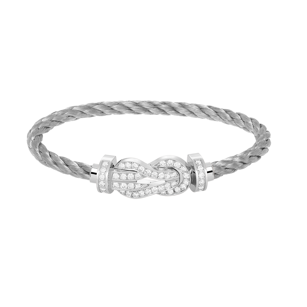 [AuraEcho]CHANCE LARGE 8 FIGURE BUCKLE FULL DIAMOND BRACELET SILVER