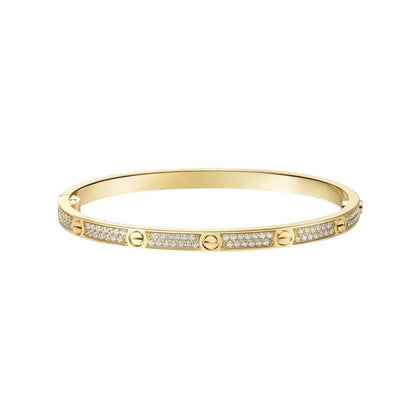[AuraEcho] JUSTE Diamond & LOVE Diamond-Paved Bracelet Stack Set