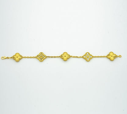 [AuraEcho] CLASH & Clover Laser 5-Motif & LOVE Brushed Bracelet Stack Set