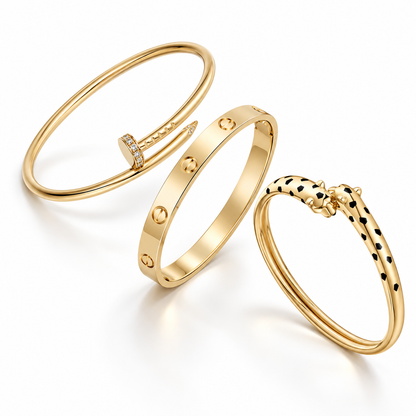 [AuraEcho] Panthère & LOVE  & JUSTE  Diamond Bracelet Stack Set