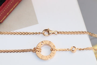 [AuraEcho]LOVE NECKLACE ADJUSTABLE ROSE GOLD 2 DIAMOND