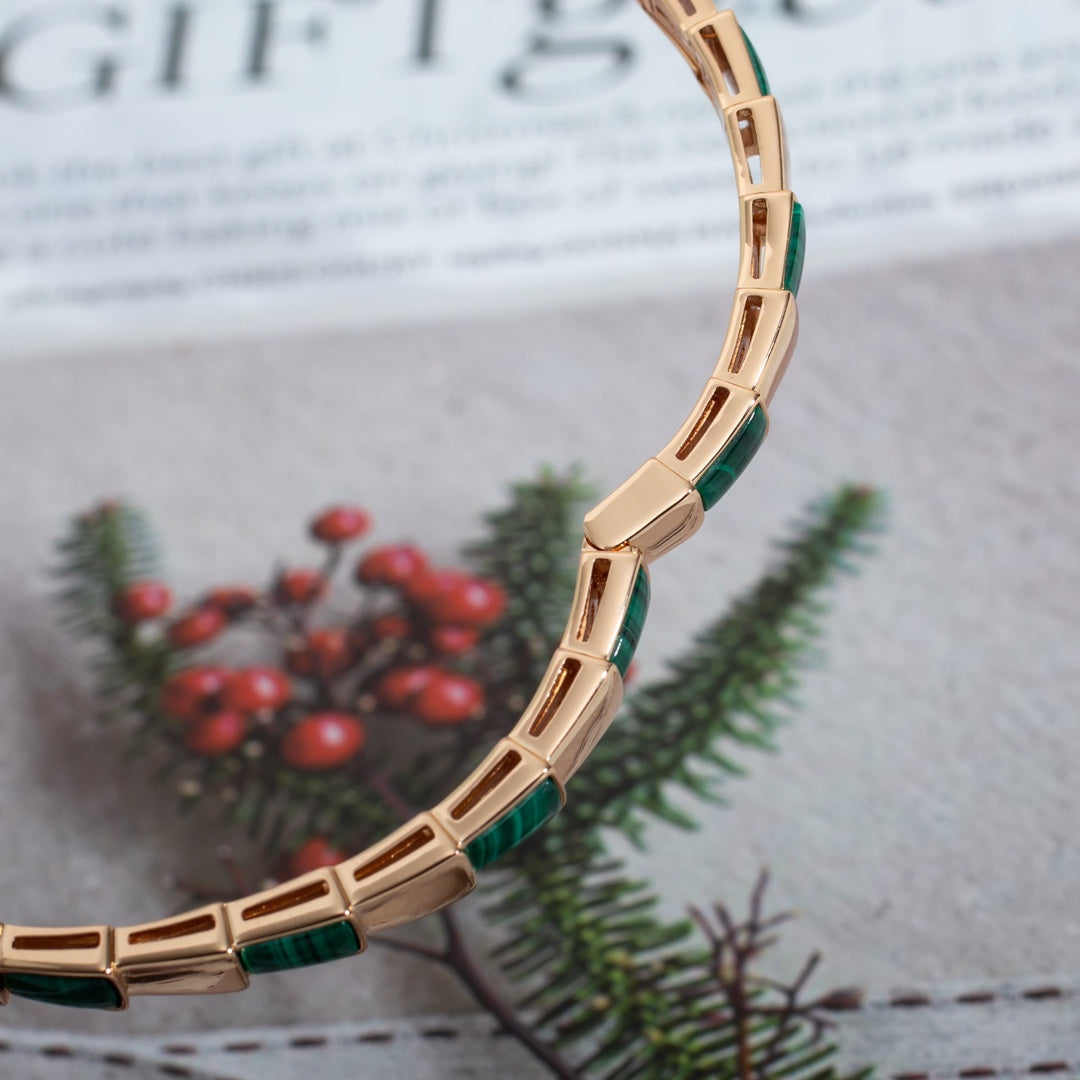 [AuraEcho]SERPENTI BRACELET PINK GOLD MALACHITE