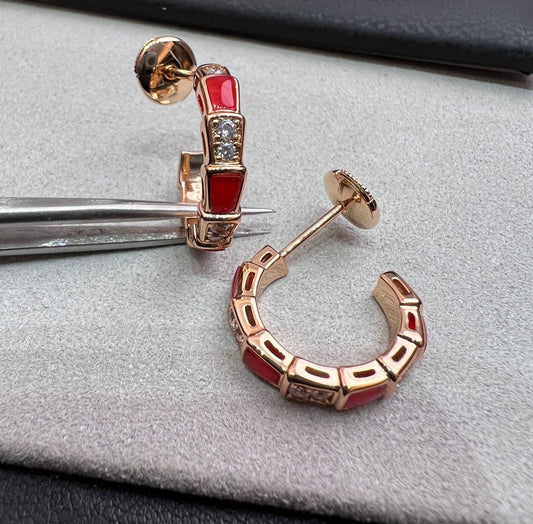 [AuraEcho]SERPENTI CARNELIAN PINK GOLD EARRINGS