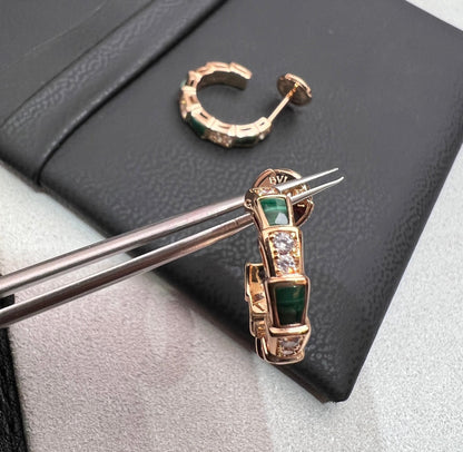 [AuraEcho]SERPENTI MALACHITE PINK GOLD EARRINGS