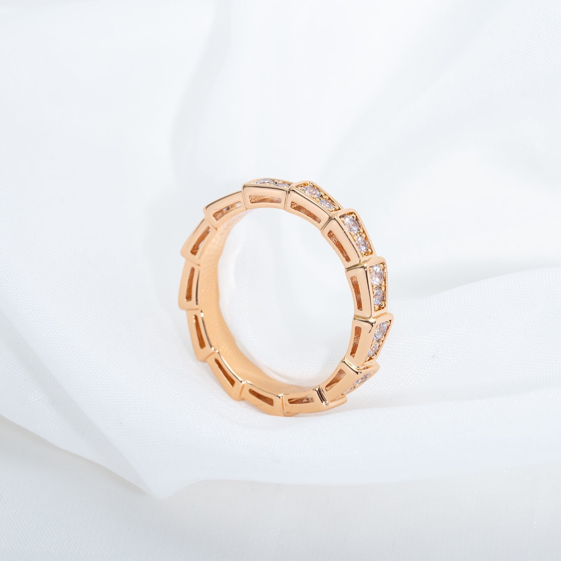 [AuraEcho]SERPENTI RING PINK GOLD DIAMOND PAVED 3MM