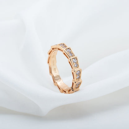 [AuraEcho]SERPENTI RING PINK GOLD DIAMOND PAVED 3MM