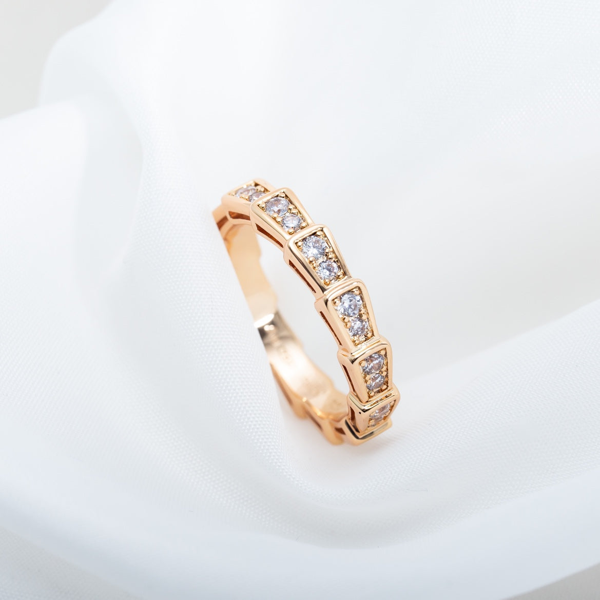 [AuraEcho]SERPENTI RING PINK GOLD DIAMOND PAVED 3MM