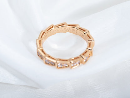 [AuraEcho]SERPENTI RING PINK GOLD DIAMOND PAVED 3MM