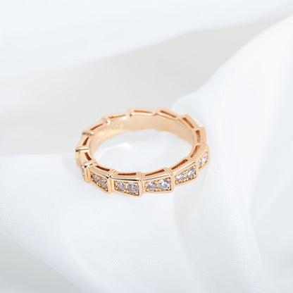 [AuraEcho]SERPENTI RING PINK GOLD DIAMOND PAVED 3MM