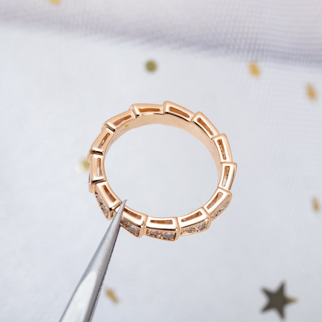 [AuraEcho]SERPENTI RING PINK GOLD DIAMOND PAVED 3MM