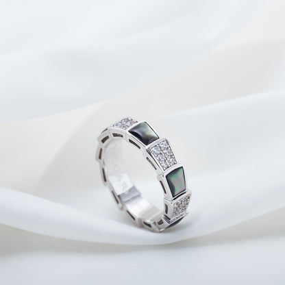 [AuraEcho]SERPENTI RING SILVER DIAMOND BLACK MOP 4MM