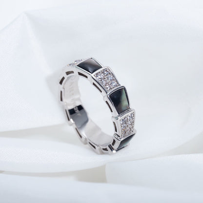 [AuraEcho]SERPENTI RING SILVER DIAMOND BLACK MOP 4MM