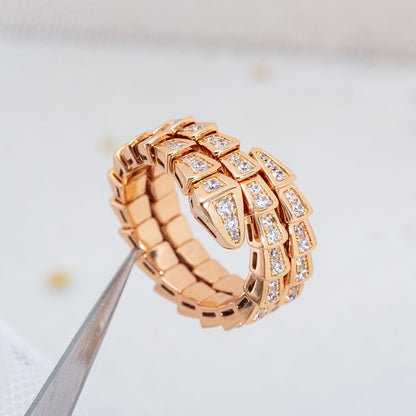 [AuraEcho]SERPENTI RING PINK GOLD DIAMOND DOUBLE ROW