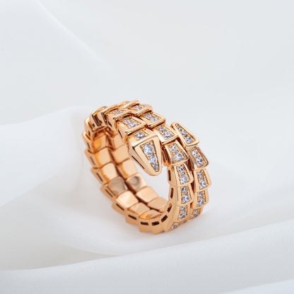 [AuraEcho]SERPENTI RING PINK GOLD DIAMOND DOUBLE ROW
