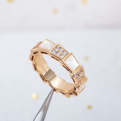 [AuraEcho]SERPENTI RING PINK GOLD MOP DIAMOND PAVED 4MM