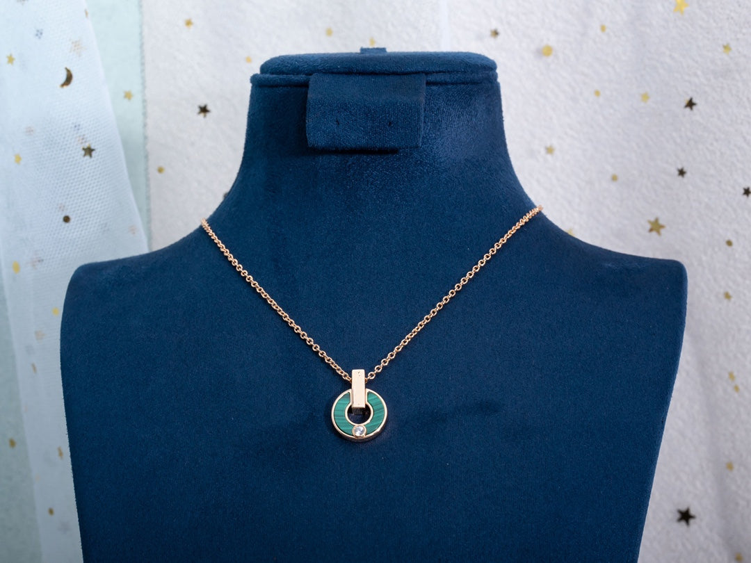 [AuraEcho]GARI NECKLACE PINK GOLD MALACHITE