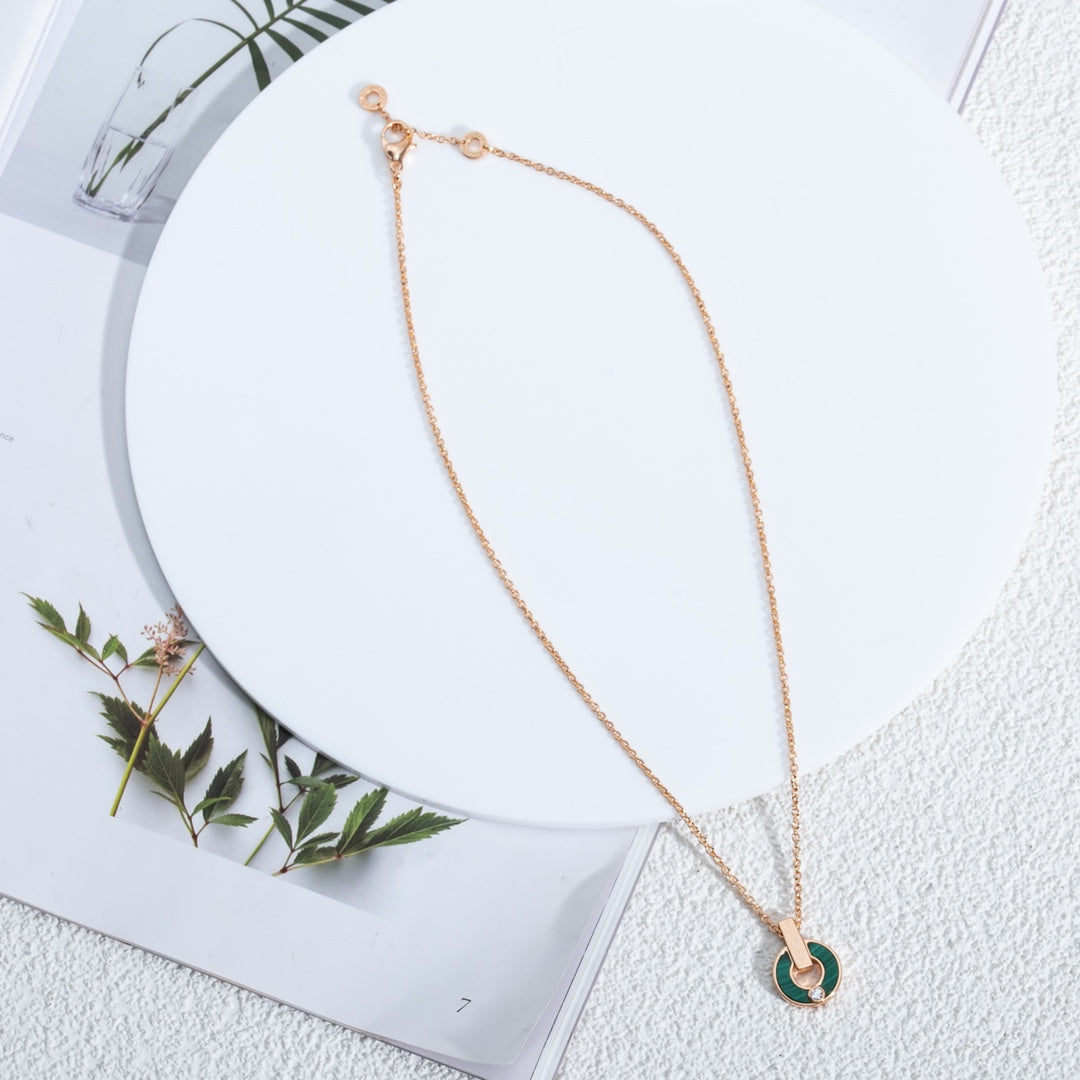 [AuraEcho]GARI NECKLACE PINK GOLD MALACHITE