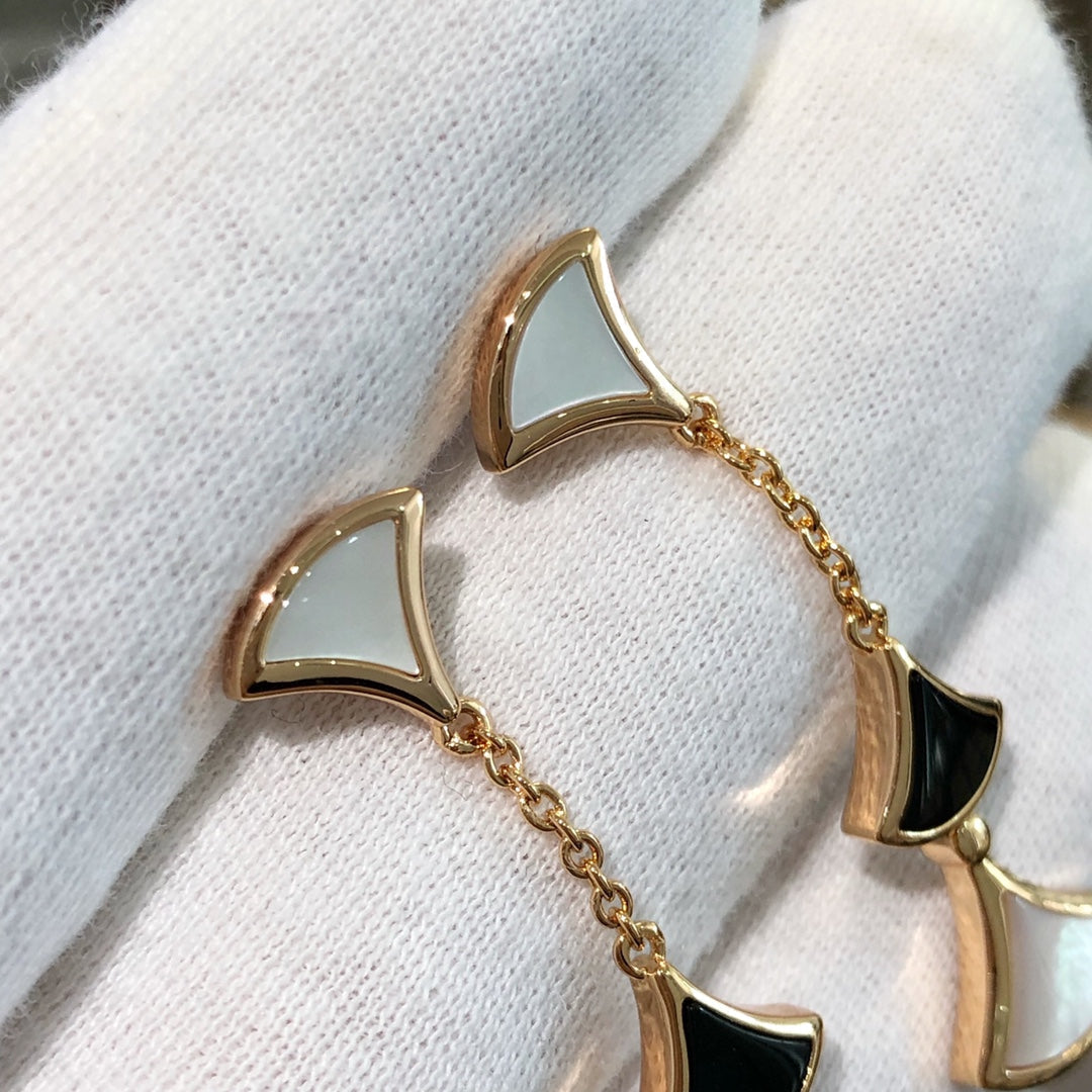 [AuraEcho]DREAM EARRINGS 3 MOTIFS ONYX MOP PINK GOLD