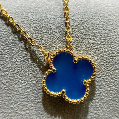 [AuraEcho]CLOVER 15MM BLUE AGATE NECKLACE