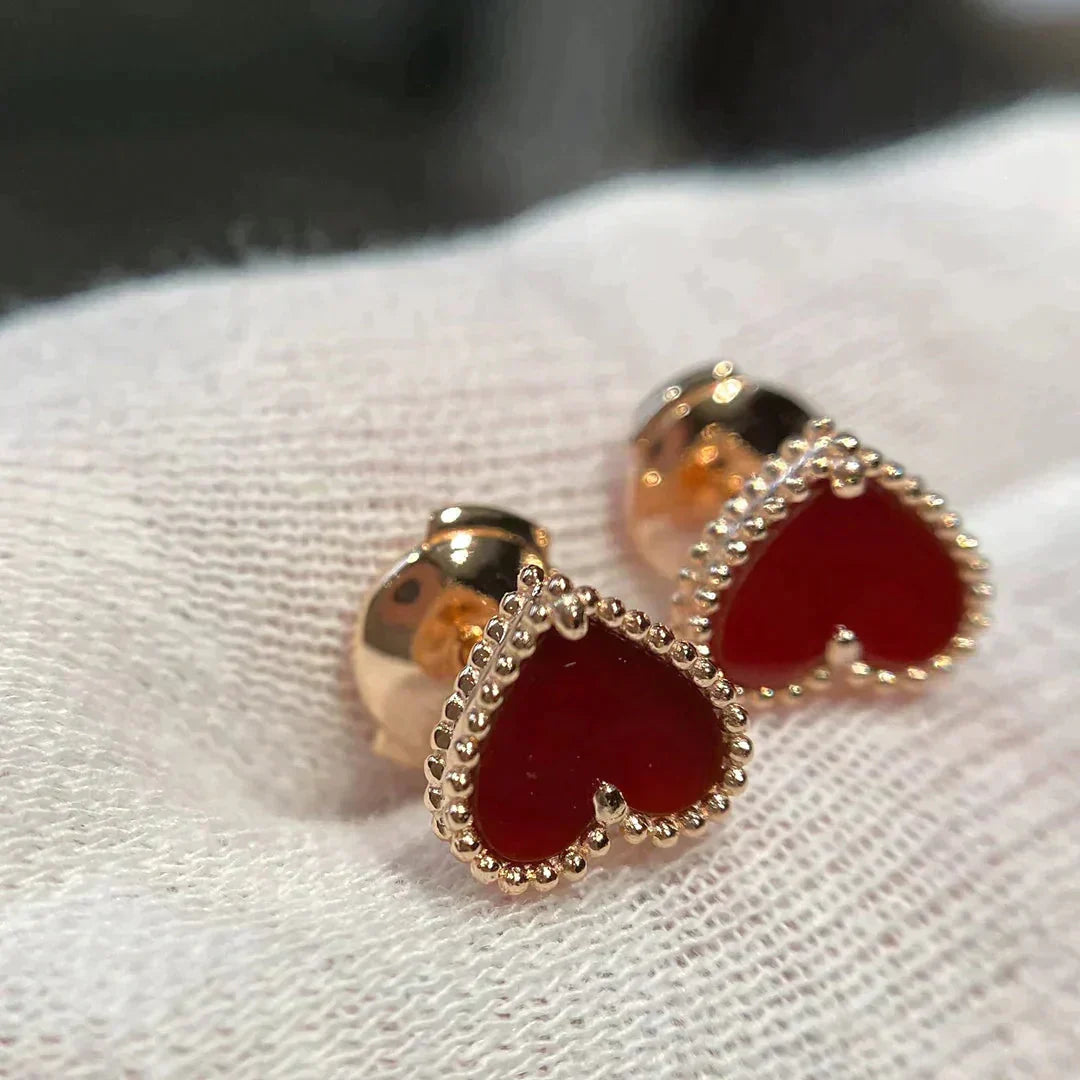 [AuraEcho]HEART CARNELIAN STUD EARRINGS
