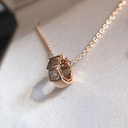 [AuraEcho]SERPENTI PEDANT DIAMOND PINK GOLD NECKLACE