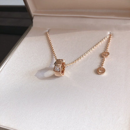 [AuraEcho]SERPENTI PEDANT DIAMOND PINK GOLD NECKLACE