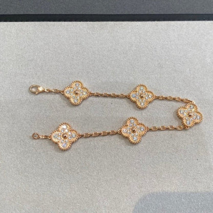 [AuraEcho]CLOVER 5 MOTIFS  FULL DIAMOND BRACELET