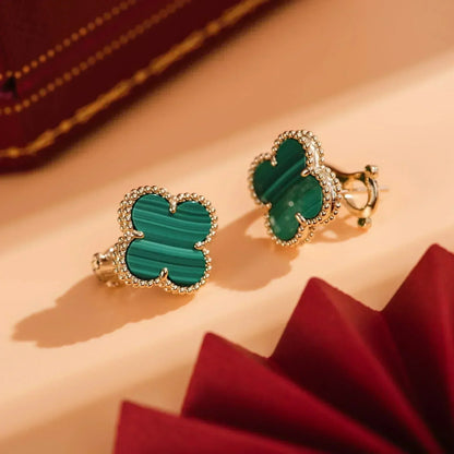 [AuraEcho]CLOVER MEDIUM 1 MOTIFS MALACHITE  EARRINGS