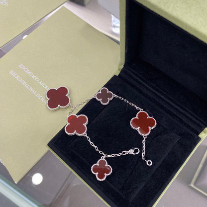 [AuraEcho]CLOVER 5 MOTIFS SIVLER CARNELIAN BRACELET