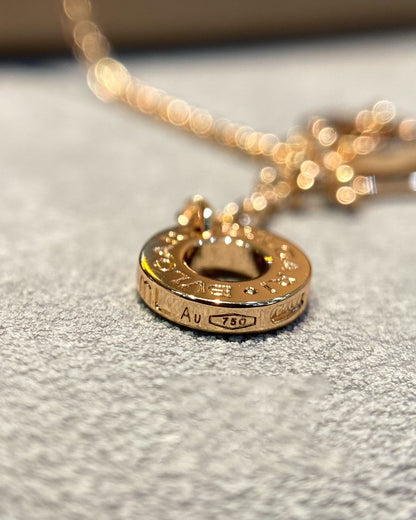 [AuraEcho]DREAM MALACHITE DIAMOND PAVED PINK GOLD NECKLACE