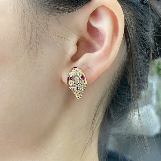 [AuraEcho]SERPENT DIAMOND STUD EARRINGS