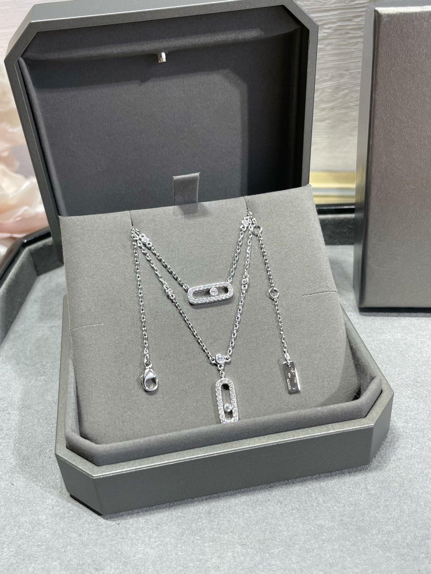 [AuraEcho]MOVE 2 ROW DIAMOND NECKLACE