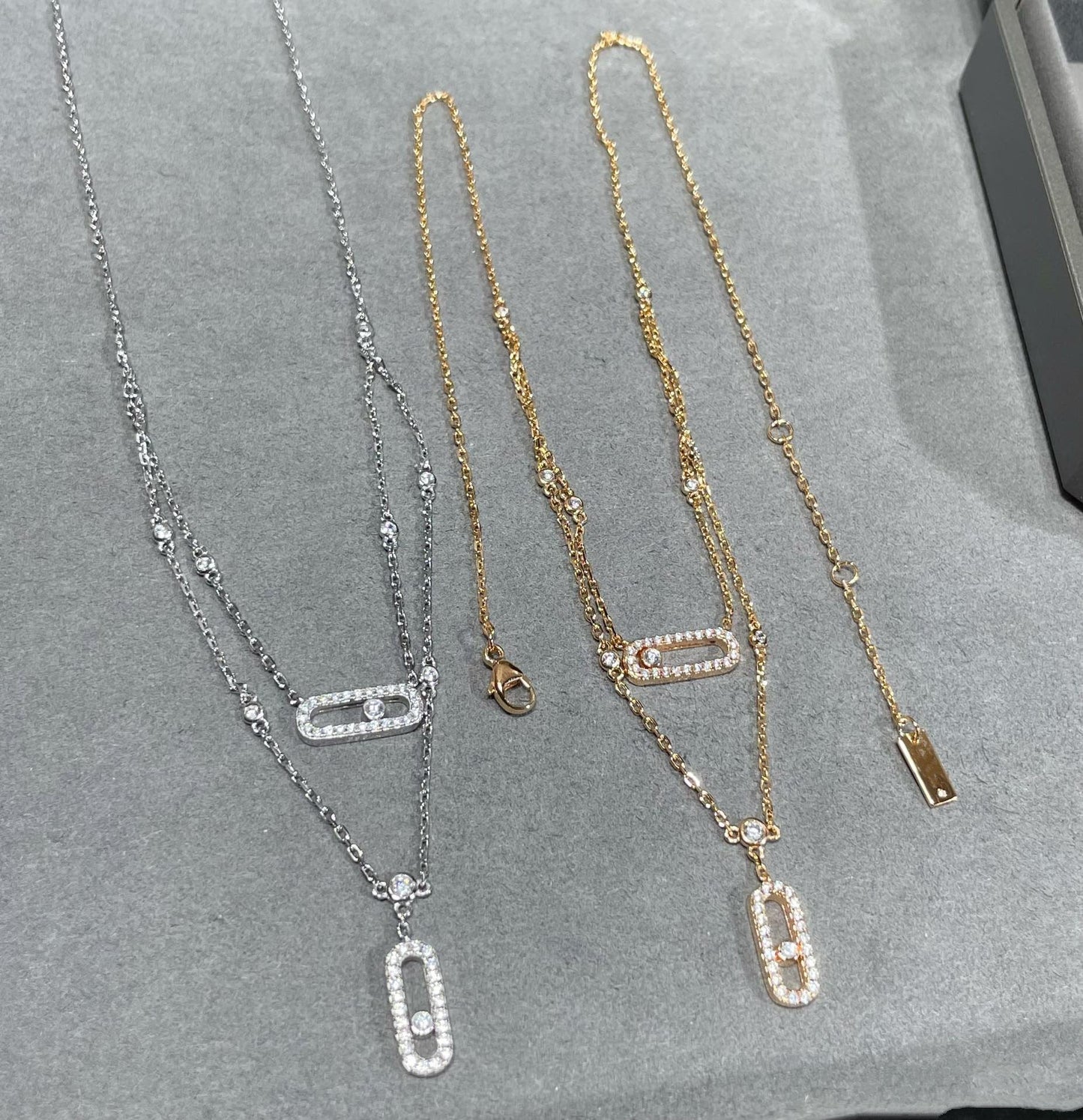 [AuraEcho]MOVE 2 ROW DIAMOND NECKLACE