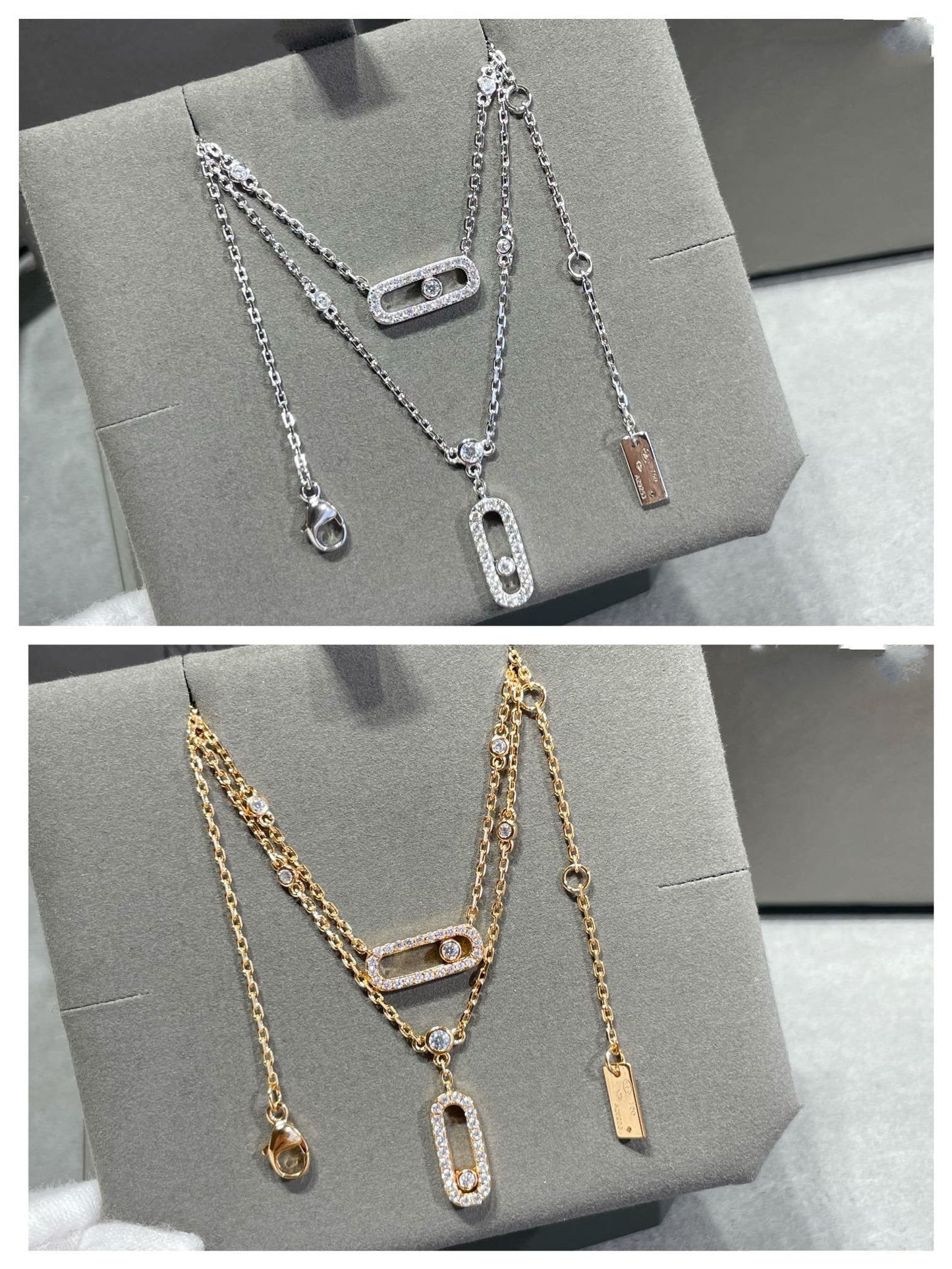 [AuraEcho]MOVE 2 ROW DIAMOND NECKLACE