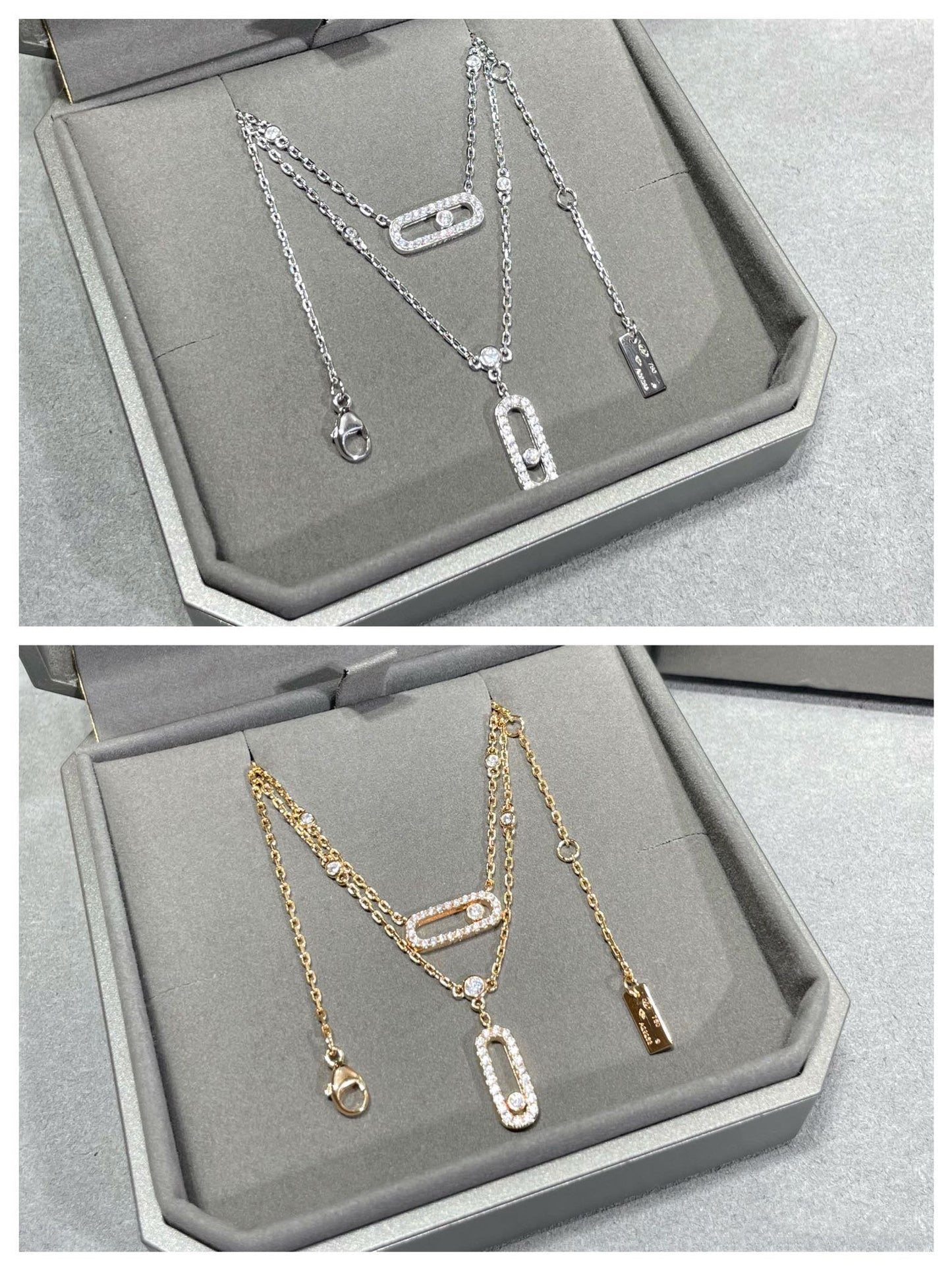 [AuraEcho]MOVE 2 ROW DIAMOND NECKLACE