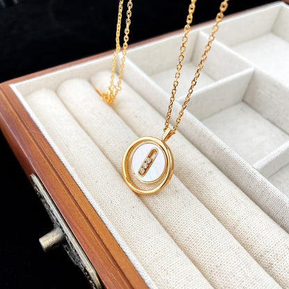 [AuraEcho]LUCKY MOVE MOP PINK GOLD NECKLACE