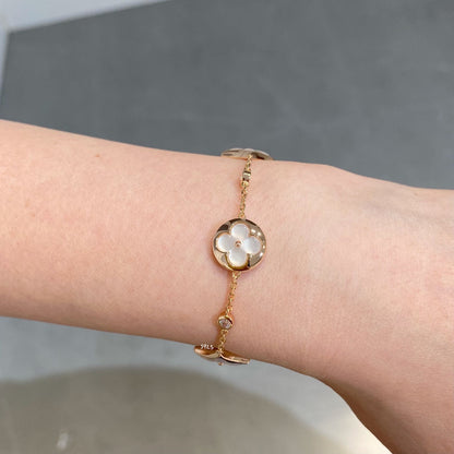 [AuraEcho]STAR AND SUN 4 MOTIF WHITE MOP PINK GOLD BRACELET