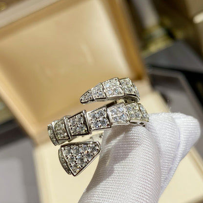 [AuraEcho]SERPENTI DOUBLE RING SILVER DIAMOND PAVED
