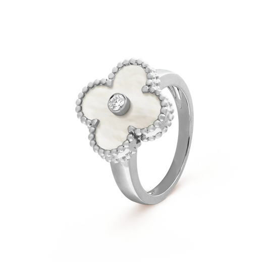 [AuraEcho]CLOVER SILVER MOP DIAMOND RING