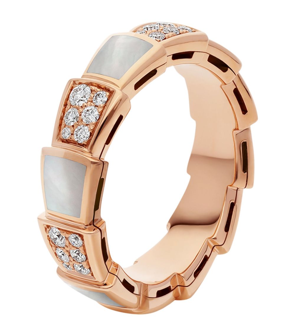 [AuraEcho]SERPENTI RING PINK GOLD MOP DIAMOND PAVED 4MM