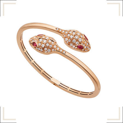[AuraEcho]SERPENTI BRACELET PINK GOLD DIAMOND DOUBLE SNAKE