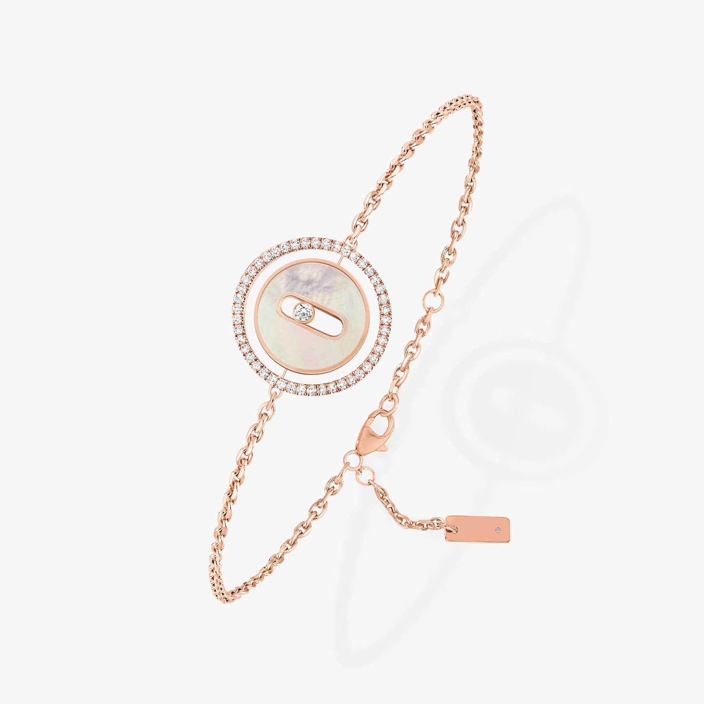 [AuraEcho]LUCKY MOVE WHITE MOTHER OF PEARL PINK GOLD DIAMOND BRACELET