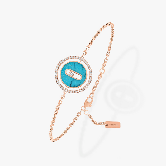 [AuraEcho]LUCKY MOVE TURQUOISE PINK GOLD DIAMOND BRACELET