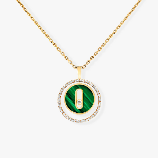 [AuraEcho]LUCKY MOVE 1 DIAMOND MALACHITE GOLD DIAMOND NECKLACE