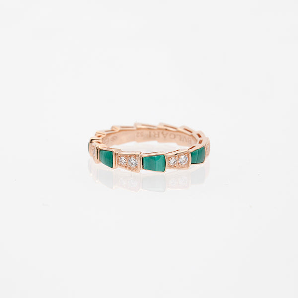 [AuraEcho]SERPENTI RING PINK GOLD MALACHITE DIAMOND 3MM