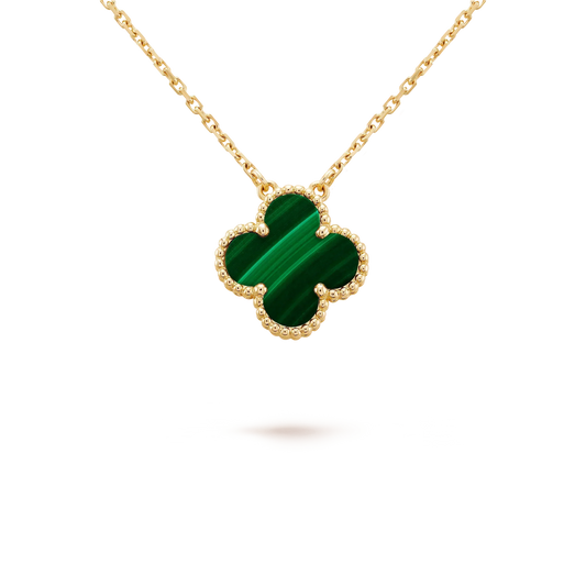 [AuraEcho]CLOVER 15MM MALACHITE SINGLE FLOWER  NECKLACE