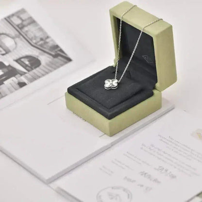 [AuraEcho]CLOVER  15MM DIAMOND LASER NECKLACE SILVER