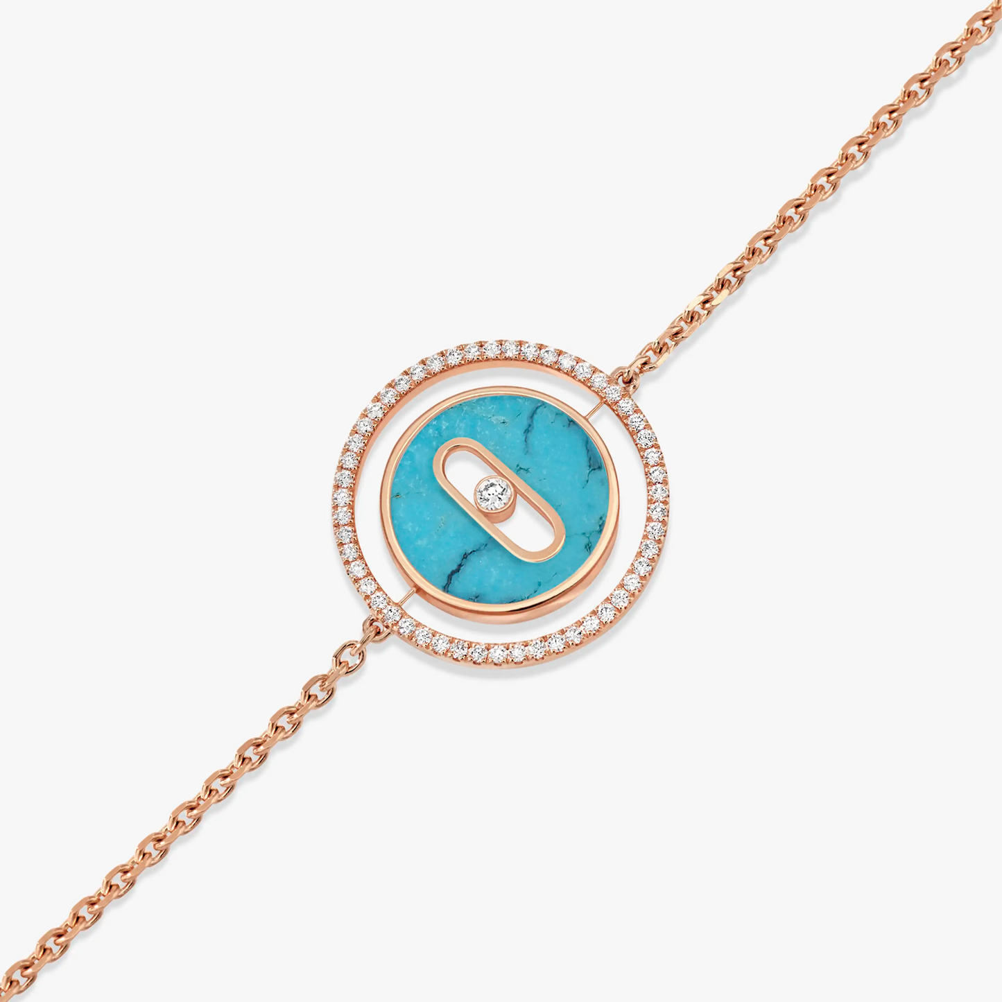 [AuraEcho]LUCKY MOVE TURQUOISE PINK GOLD DIAMOND BRACELET
