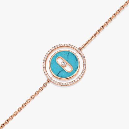 [AuraEcho]LUCKY MOVE TURQUOISE PINK GOLD DIAMOND BRACELET
