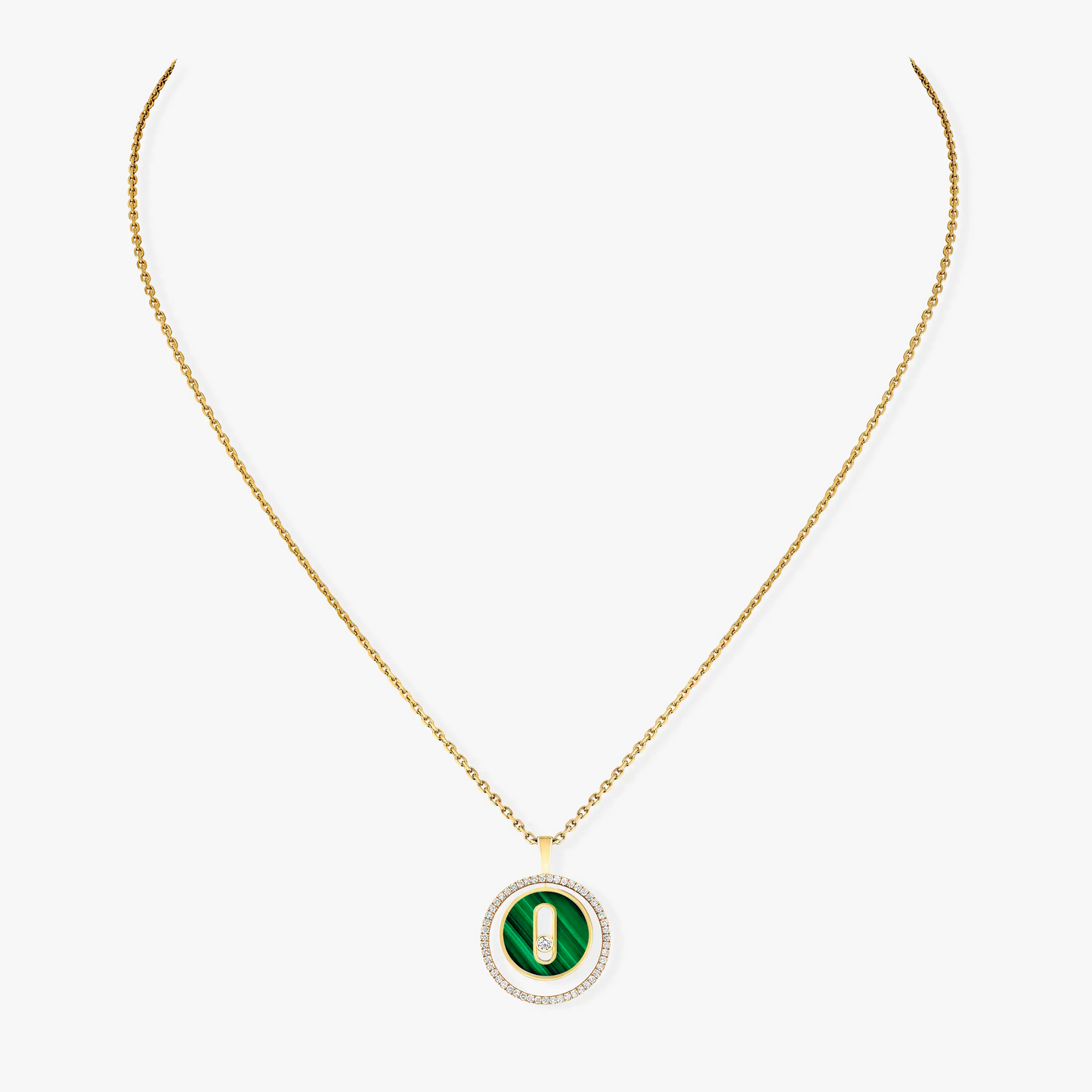 [AuraEcho]LUCKY MOVE 1 DIAMOND MALACHITE GOLD DIAMOND NECKLACE